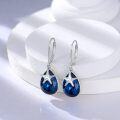 wholesale 925 Sterling Silver Starfish Teardrop Blue Crystal Leverback Earrings-0-2