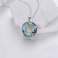 wholesale 925 Sterling Silver Tree Of Life Pendant With Blue Crystal Backdrop-0-2