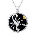 wholesale 925 Sterling Silver Scorpio Zodiac Pendant Necklace Black Onyx Platinum Plated-0-0