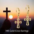 wholesale 14K Gold Cross Leverback Earrings for Women-0-5
