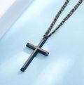 wholesale Copper Cross Pendant Necklace Black Gold Plated Curb Chain For Men Women-0-2