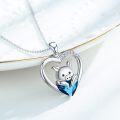 wholesale 925 Sterling Silver Heart-Shaped Blue Crystal Pig Pendant Necklace for Women and Girls' Birthday Gifts-0-1