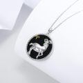 wholesale 925 Sterling Silver Aries Zodiac Sign Black Onyx Gemstone Pendant Necklace for Women Men Astrology s (Aries)-0-4