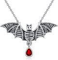 wholesale 925 Sterling Silver Gothic Punk Red Heart Pendant Bat Music Envelope Paper Airplane Design Necklace-0-0