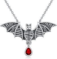 wholesale 925 Sterling Silver Gothic Punk Red Heart Pendant Bat Music Envelope Paper Airplane Design Necklace-G-Bat-1
