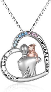 wholesale Silver Love is Always & Forever Necklace for Daughter's Birthday Gifts from Dad & Mom-1-Dad Daughter Necklace