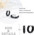 wholesale 925 Sterling Silver Black CZ Hoop Huggies Punk Style Earings for Men & Women-0-4
