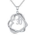 TOUPOP Sterling Silver Heart Pendant Necklace 30th Birthday Gift For Women-0-0