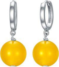 wholesale 925 Sterling Silver Agate Beaded Dangle Earrings for Women-Yellow