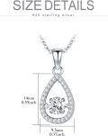 wholesale 925 Sterling Silver 925 Teardrop Shape Halo Design with Round Cut Simulated Cubic Zirconias Pendant Necklace for Women Girls -0-4