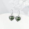 wholesale 925 Sterling Silver Metal Drusy Green Tree Agate Heart Shape Leverback Drop Earring Gifts for Her-0-1