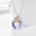 wholesale 925 Sterling Silver Round Crystal Pendant with 3D Rose and Daisy Necklaces-0-1