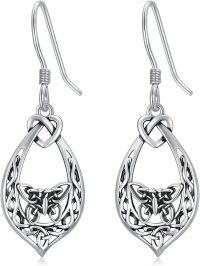 wholesale 925 Sterling Silver Oxidized Celtic Knot Teardrop Dangle Earrings  for Women-Butterfly