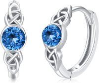 wholesale 925 Sterling Silver Moonstone Celtic Hoop Earrings Hypoallergenic Gift-12.December Birthstone