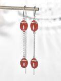 wholesale 925 Sterling Silver Red Football Drop Earrings Sports s for Women-0-1