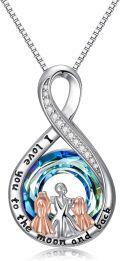 wholesale TOUPOP Gifts For Mom Mother Daughter Son Necklace Sterling Silver Family Pendant Jewelry For Women I Love You To The Moon And Back Birthday Gifts For Her -0-0
