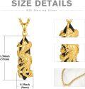 wholesale Gold-Plated 925 Sterling Silver Black Onyx Crystal Phoenix Pendant Necklace-0-3