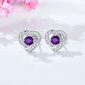 wholesale 925 Sterling Silver Birthstone Heart Stud Earrings Jewelry Gifts for Women-0-37