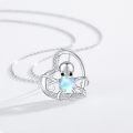wholesale 925 Sterling Silver Octopus Heart Necklace With Blue Moonstone And Clear Cubic Zirconia-0-4