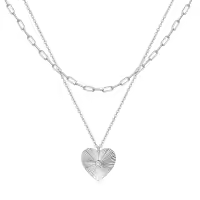 wholesale 925 Sterling Silver Heart Pendant Chain Necklace for Women Girls  45cm Length-Heart