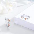 wholesale 925 Sterling Silver Pink Rose Floral Huggie Hoop Earrings for Women-0-1