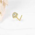 wholesale Gold 14K Gold CZ Heart L-Shaped Nose Ring Studs for Women Men Body Piercing -0-1