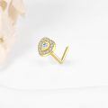 wholesale 14k Gold Heart Cz Halo Nose Stud L Bend Piercing Jewelry-0-1
