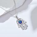 wholesale 925 Sterling Silver Hamsa Hand Evil Eye Pendant Necklace For Women Fashion Jewelry-0-2