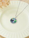 wholesale 925 Sterling Silver Abalone Shell Tree of Life Sun Moon Pendant Necklace-0-4
