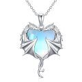 wholesale 925 Sterling Silver Heart-Shaped Austrian Crystal Double Dragon Pendant Necklace for Women and Girls-0-0
