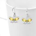 wholesale 925 Sterling Silver Cubic Zirconia 12 Birthstone Butterfly Dangle Earrings-0-1