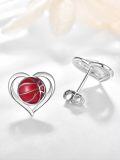 wholesale 925 Sterling Silver Basketball in Heart Stud Earrings Sporty Gift for Her-0-4