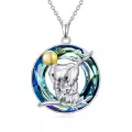 TOUPOP Sterling Silver Crystal Animal Necklace Turtle Elephant Dolphin Gift-0-0