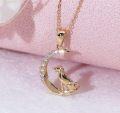 wholesale 14K Gold Crescent Moon with Dog Pendant Necklace for Women - 16-18 Chain-0-1