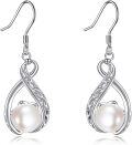 wholesale 925 Sterling Silver Celtic Pearl Drop Dangle Hook Earrings for Women - Valentines & Mothers Day Gift Ideas-0-0