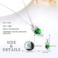 wholesale 925 Sterling Silver Green Heart Crystal Cat Pendant Necklace for Women-0-2
