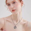 wholesale 925 Sterling Silver Gun Black Plated Crescent Moon Rose Flower Memorial Urn Pendant Necklace-0-2