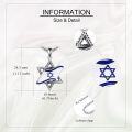 wholesale 925 Sterling Silver Israel Flag Star of David Pendant Necklace with Blue Enamel and Chain 45cm Length-0-3