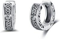 wholesale 925 Sterling Silver Viking Skull & Chain Design Huggie Hoops - Vintage Style  for Him Her Kids-skull