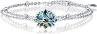 wholesale 925 Sterling Silver Abalone Shell Lotus Om Symbol Bracelet for Women - Layered Yoga s-OM