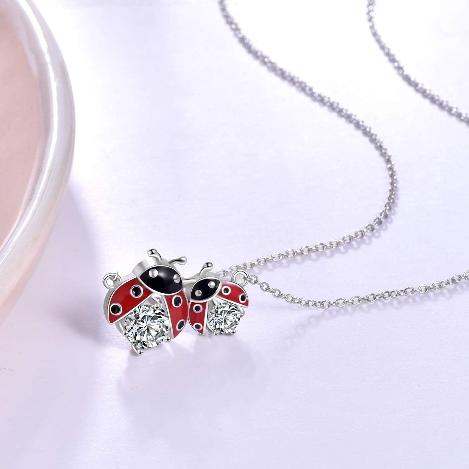 Sterling Silver Animal Necklace Frog Fox Ladybug Cat Pig Dinosaur Penguin Turtle Koala for Women Mom Daughter Wife-0-2