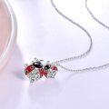 wholesale 925 Sterling Silver Red and Black Enamel Ladybug Pendant Necklaces for Women Girls Gifts Jewelry 42cm Chain Length-0-1