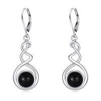 wholesale 925 Sterling Silver Green Stone Drop Earrings-Silver Onyx Earrings