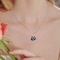 wholesale 925 Sterling Silver Blue Crystal Flower Pendant Necklace for Wife Girlfriend-0-5