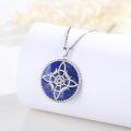 wholesale 925 Sterling Silver Pentagram Moonstone Pendant with Blue Stone and Witch's Knot Design Necklace-0-4