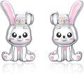 wholesale 925 Sterling Silver Bunny Rabbit Stud Earrings for Nurses - Cute Cartoon Animal  Set-0-0