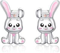 wholesale 925 Sterling Silver Bunny Rabbit Stud Earrings for Nurses - Cute Cartoon Animal  Set-Rabbit