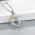 wholesale 925 Sterling Silver Moon Astronaut Pendant Necklace with Star and Blue Stone - Space Themed s for Her-0-4