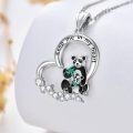 wholesale 925 Sterling Silver Panda Heart Pendant Necklace with Cubic Zirconia for Women and Girls-0-3
