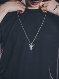 wholesale 925 Sterling Silver Deer Head with Gold Antlers Pendant Necklace  for Men-0-1